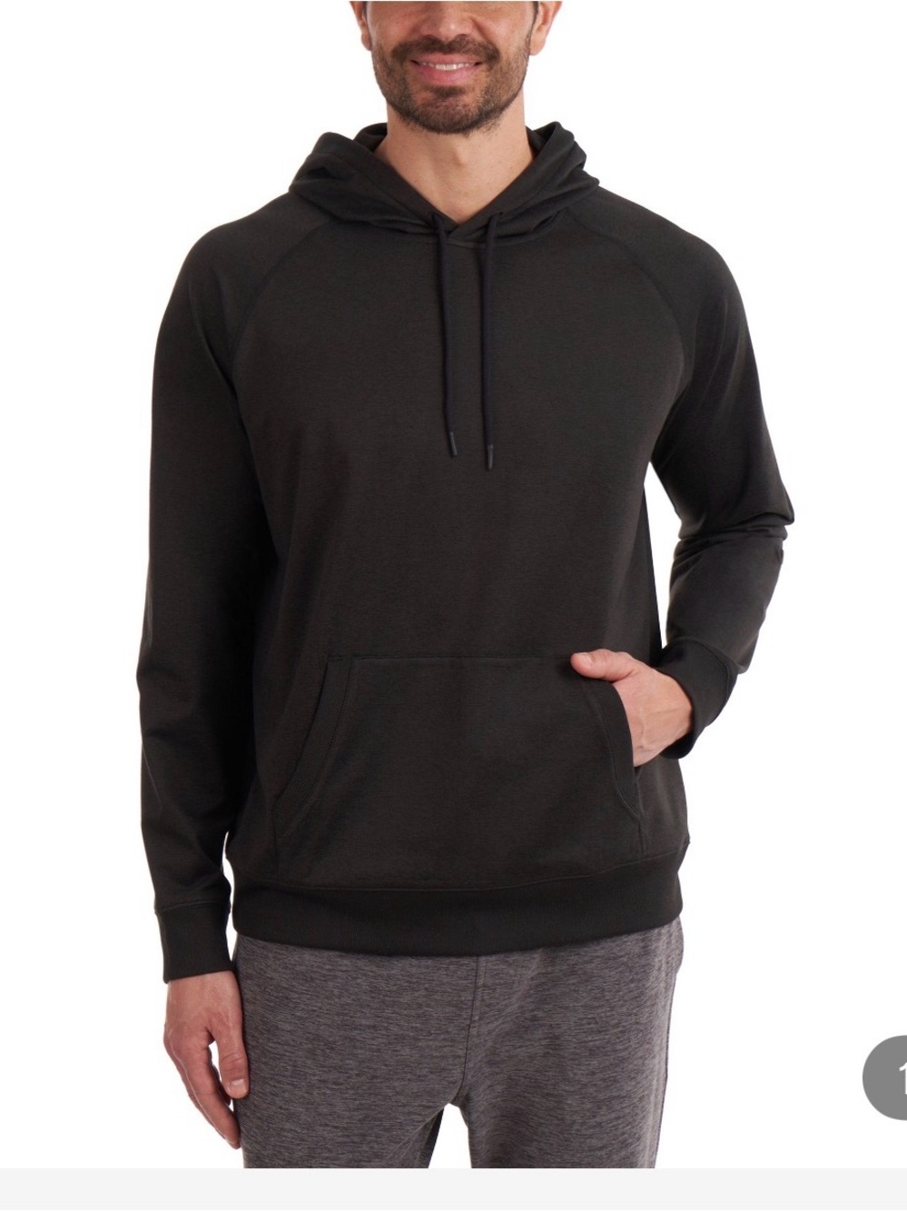 Kirkland Signature Black Men's Pullover Hoodie with Kangaroo Pocket - Picture 1 of 5